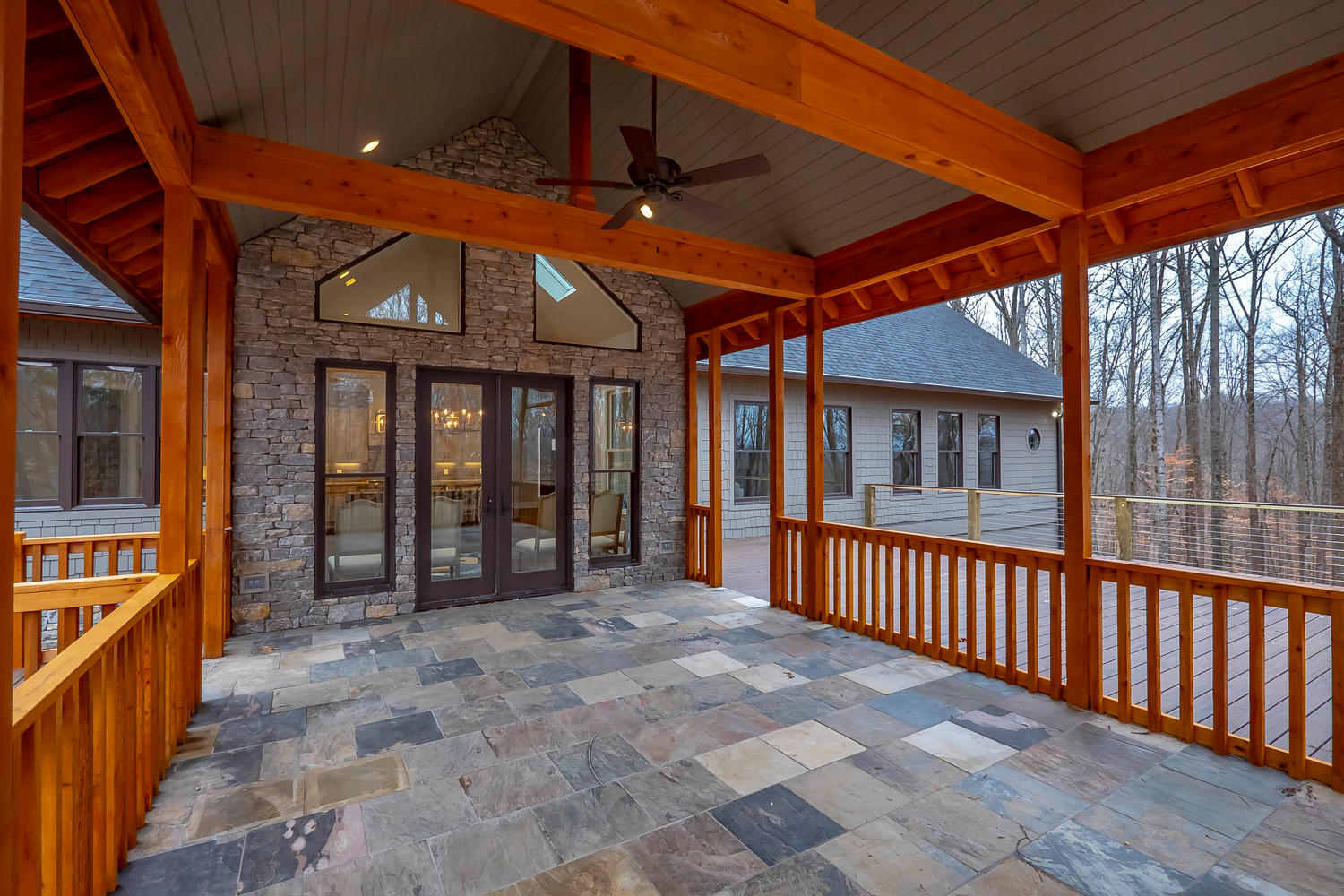 Porch with natural slate flooring
